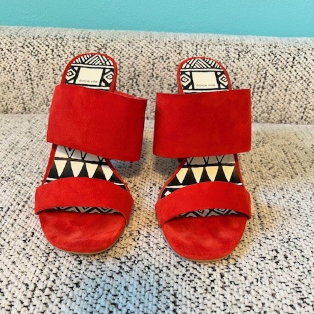 Dolce Vita Red Suede Slide Sandals